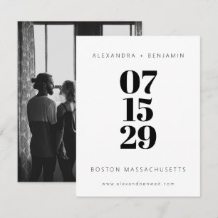 Modern Minimalist Black and White Full Photo Save The Date