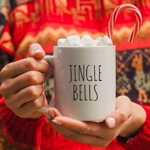 Modern Minimalist Black And White Jingle Bells Coffee Mug