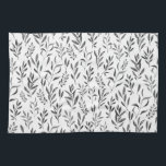 Modern Minimalist Black and White Leaves  Tea Towel<br><div class="desc">Beautiful watercolor rustic black and white botanical leaves pattern kitchen towel</div>