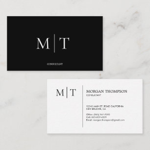 Modern Minimalist Black and White Monogram Business Card
