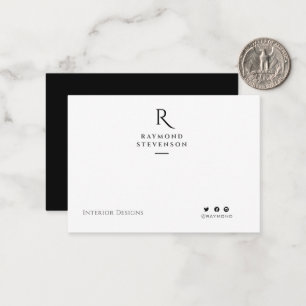 modern minimalist black and white monogram card