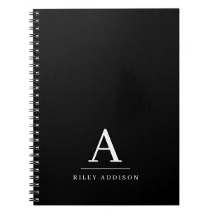 Modern Minimalist Black and White Monogram Notebook