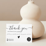 Modern minimalist black and white order thank you<br><div class="desc">Modern minimalist black and white business order thank you. Add your social media. With an elegant signature script font,  all the colours are editable ,  add your logo.</div>