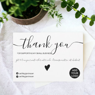 Modern minimalist black and white order thank you invitation