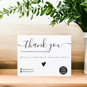 Modern minimalist black and white order thank you postcard