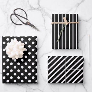 Modern Minimalist Black And White Pattern Wrapping Paper Sheet