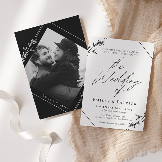 Modern Minimalist Black and White Photo Wedding Invitation (Creator Uploaded)