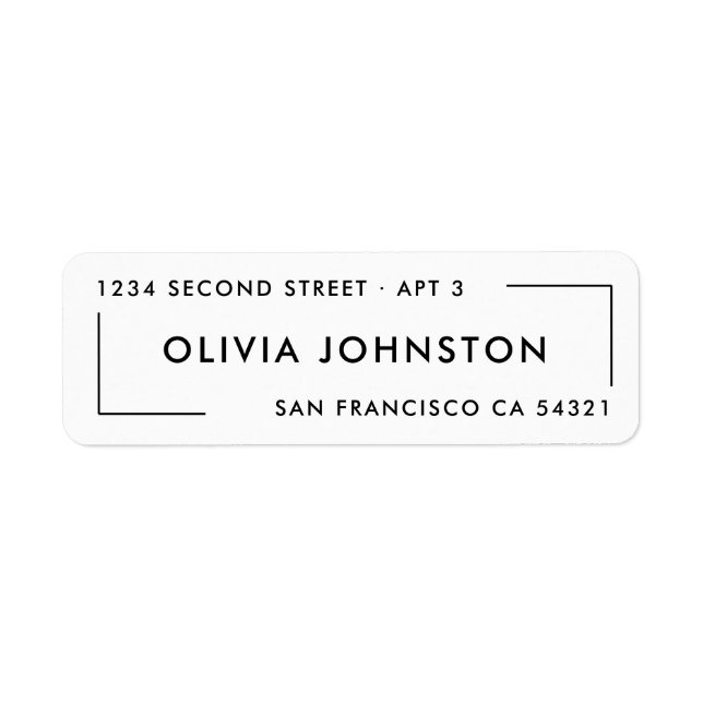 Modern Minimalist Black and White Return Address  (Front)