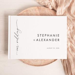 Modern Minimalist Black and White Simple Wedding Guest Book