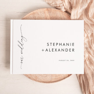 Modern Minimalist Black and White Simple Wedding Guest Book