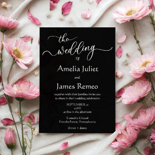 Modern Minimalist Black and White Simple Wedding Invitation