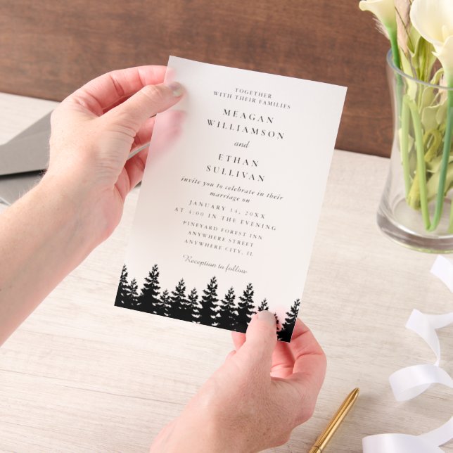 Modern Minimalist Black and White Summer Wedding  Vellum Invitations (Handheld)