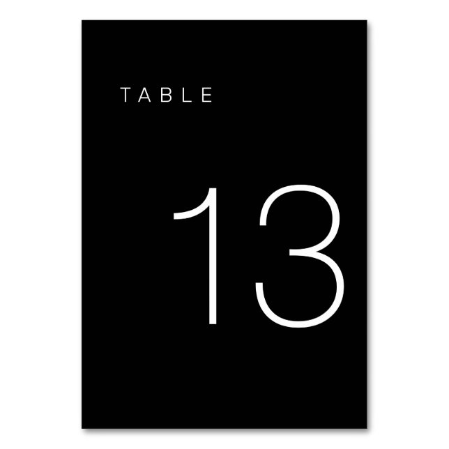 Modern Minimalist Black and White Table Number 13 (Back)