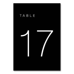 Modern Minimalist Black and White Table Number 17