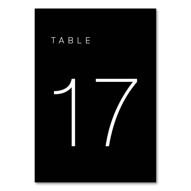 Modern Minimalist Black and White Table Number 17 (Front)