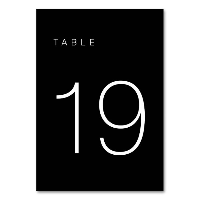 Modern Minimalist Black and White Table Number 19 (Front)