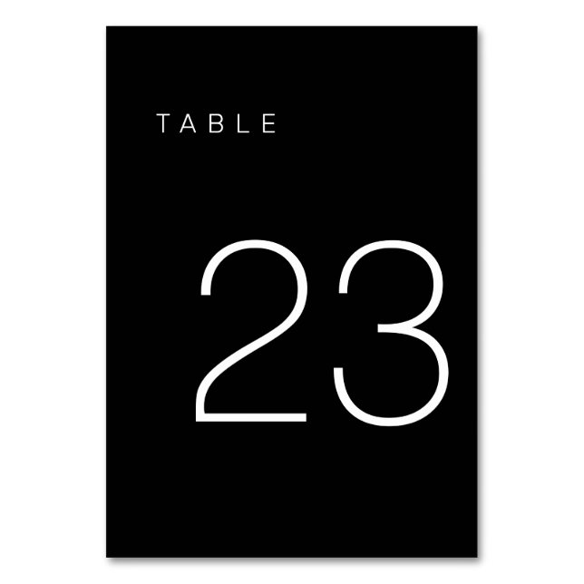 Modern Minimalist Black and White Table Number 23 (Back)