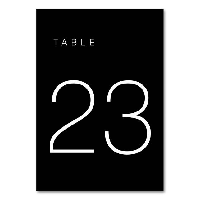 Modern Minimalist Black and White Table Number 23 (Front)