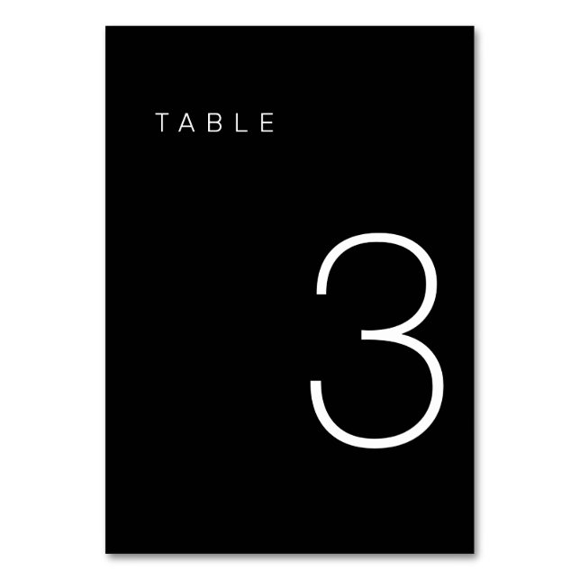 Modern Minimalist Black and White Table Number 3 (Front)
