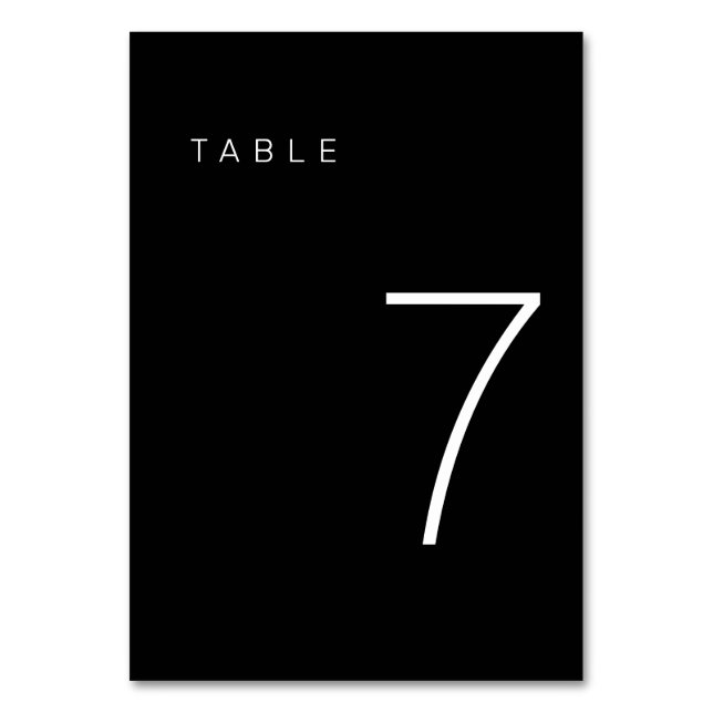 Modern Minimalist Black and White Table Number 7 (Front)