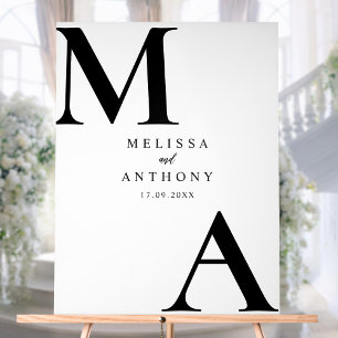 Modern Minimalist Black and White Wedding Acrylic Sign