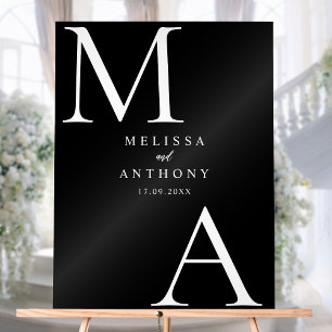 Modern Minimalist Black and White Wedding Acrylic Sign