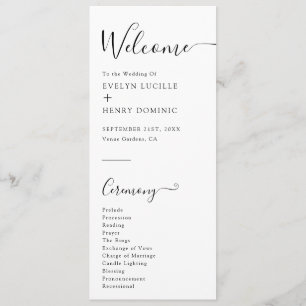 Modern Minimalist Black and White Wedding Ceremony Programme