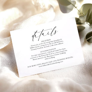 Modern Minimalist Black And White Wedding Details Enclosure Card