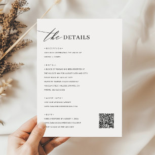  Modern Minimalist Black and White Wedding Details Enclosure Card