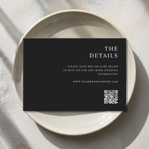 Modern Minimalist Black and White Wedding Enclosure Card