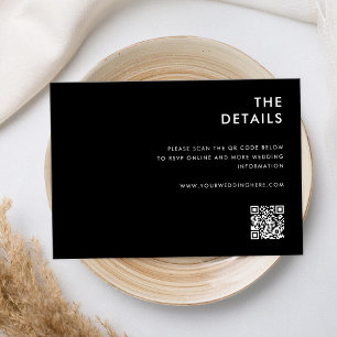 Modern Minimalist Black and White Wedding Enclosure Card