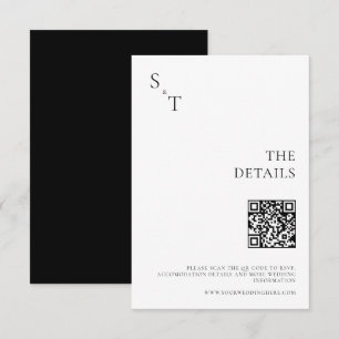 Modern Minimalist Black and White Wedding Enclosure Card