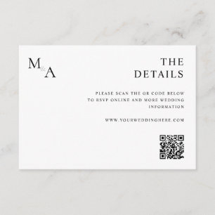 Modern Minimalist Black and White Wedding Enclosure Card