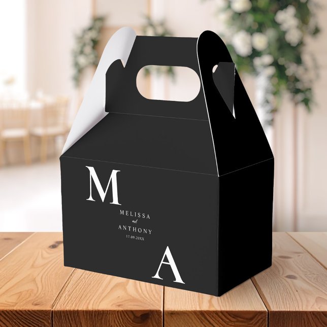 Modern Minimalist Black and White Wedding Favour Box (Creator Uploaded)
