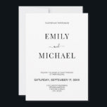 Modern Minimalist Black and White Wedding Invitation<br><div class="desc">Modern minimalist black and white wedding invitation. Personalise all text and colours in this simple and modern wedding invitation.</div>