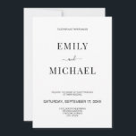 Modern Minimalist Black and White Wedding Invitation<br><div class="desc">Modern minimalist black and white wedding invitation. Personalise all text and colours in this simple and modern wedding invitation.</div>