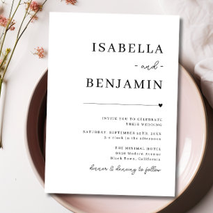 Modern Minimalist Black and White Wedding Invitation