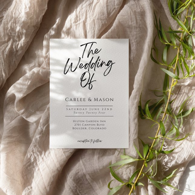Modern Minimalist Black and White Wedding Invitation (Creator Uploaded)