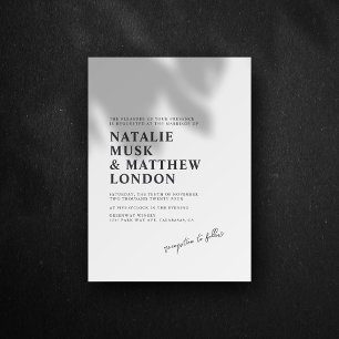 Modern Minimalist Black and White Wedding Invitation