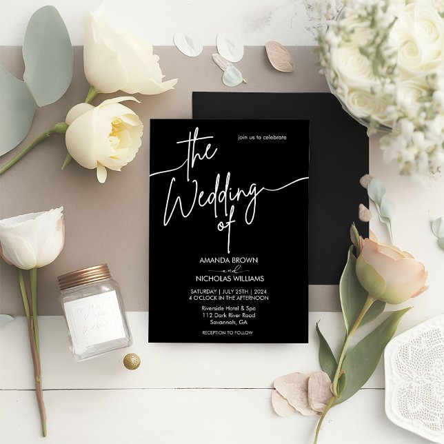 Modern Minimalist Black and White Wedding Invitation (Creator Uploaded)