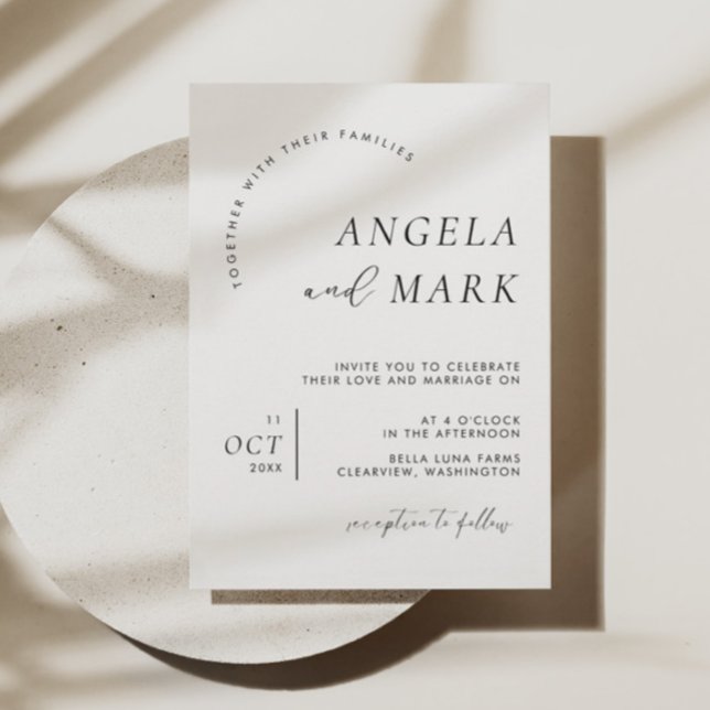 Modern Minimalist Black and White Wedding Invitation (Creator Uploaded)