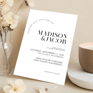 Modern Minimalist Black and White Wedding Invitation