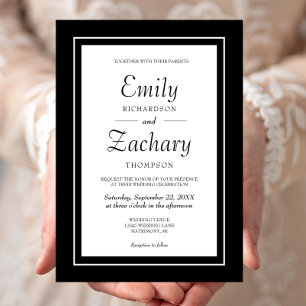 Modern Minimalist Black and White Wedding Invitation
