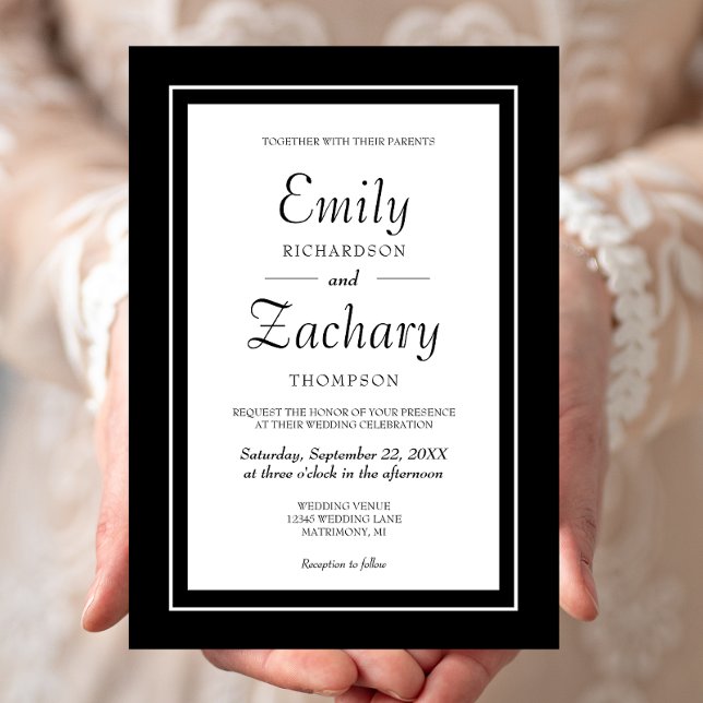 Modern Minimalist Black and White Wedding Invitation (Creator Uploaded)