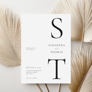 Modern Minimalist Black and White Wedding Invitation
