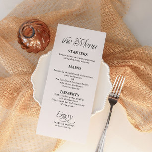 Modern Minimalist Black and White Wedding Menu