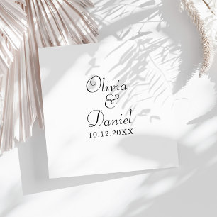 Modern Minimalist Black and White Wedding Napkin