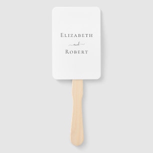 Modern Minimalist Black and White Wedding Program Hand Fan