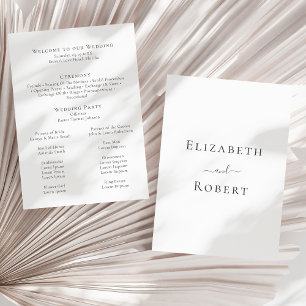 Modern Minimalist Black and White Wedding Program Programme