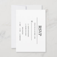 Modern Minimalist Black and White Wedding RSVP Car